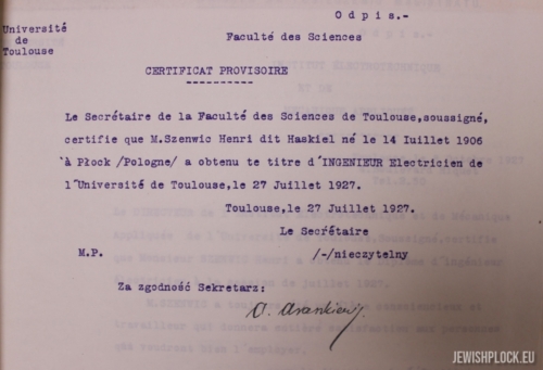 Diploma certificate from the University of Toulouse (copy)